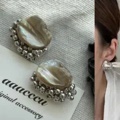 ▫︎◼︎◼︎▫︎シェル×silverピアス/aaacccu
