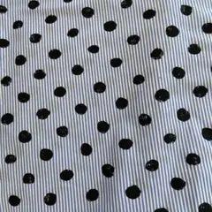 青と黒のストライプ 水玉模様生地 約120cm x 2m