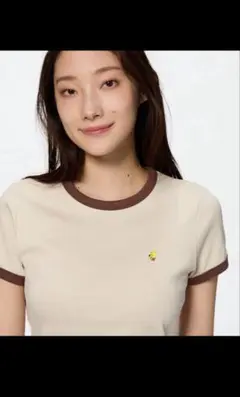 GU HARIBO ハリボー　クロップドTシャツ　ベージュ　Sサイズ