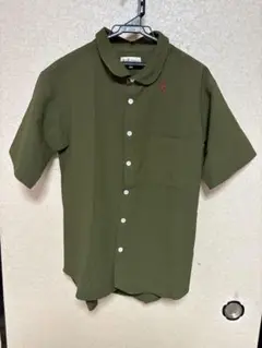 PATY SAIL オリーブ 半袖シャツ 赤い刺繍付き