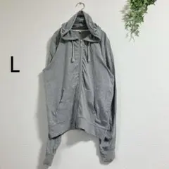 ノーブランド 薄手パーカー Lサイズ グレー レディース