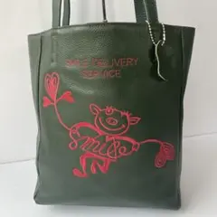 極美品 希少 アルベロベロ 刺繍 トート バッグ レザー A4収納可能 ぶた