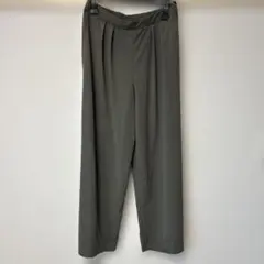 【美品】ユニクロ　クレープジャージー　ワイドパンツ　カーキ　M