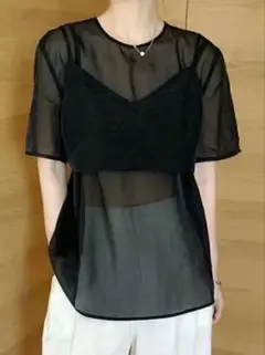 シアーTシャツ　シアーカットソー　透け感　 重ね着　レディース　トップス