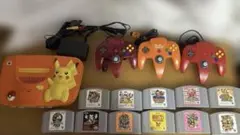 【完動品】NINTENDO64ピカチュウ限定モデル！人気ソフト、コントローラー付