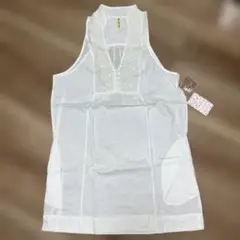 新品フリーピープルS/Mホワイトノースリーブシャツスパンコール梨花着用