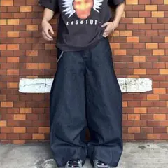 最安値‼️即日発送⭕️Playhour リジットバギーデニムパンツ　サイズ1 リジットストレートバギーデニムパンツ（デニムパンツ
