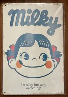 訳あり　ブリキプレート　看板　ペコちゃん　レトロ雑貨　昭和雑貨　アンティーク