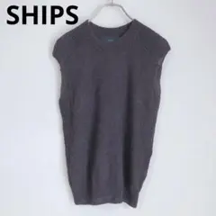 シップス　ノースリーブニット　ニットベスト　綿混　日本製　トップス　ブラック