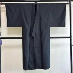 ■E4947■美品■正絹■黒　夏紬　男物　単衣　長着■着丈134　裄丈65