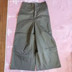 GU カーキ ワイドパンツ サイドポケット付き M