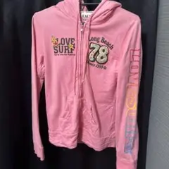 LOVESURF ピンク フルジッパーパーカー