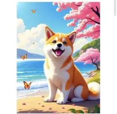 Fluid Cat ダイヤモンドアートキット 柴犬 モザイクアート