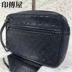 【美品✨】印傳屋 インデンヤ クラッチバッグ ブラック レザー