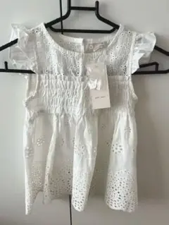 petit main 刺繍入りホワイトブラウス 100cm