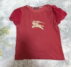 BURBERRY レッド 160A バーバリー 半袖Tシャツ 金ロゴプリント