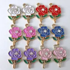 薔薇チャーム6色12個