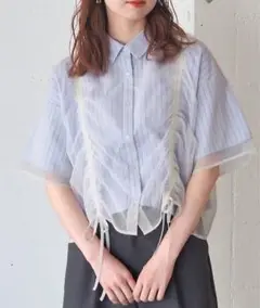 tip top レイヤードドロストストライプシャツ