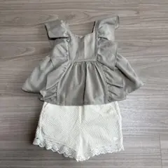 petit main フリルトップスとショートパンツセット 90cm