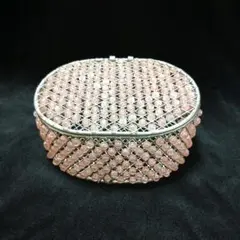 ピンク ビーズ メッシュデザイン 小物入れ