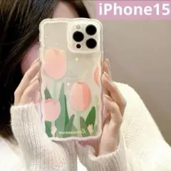 iPhone 15 ケース カバー 韓国 花柄 フラワー クリア なみなみ