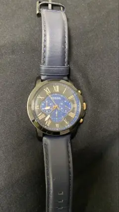 《値下げ》FOSSIL アナログ腕時計 クロノグラフ　ネイビー紺