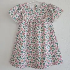 ZARA☆花柄 ピンク✕ブルー 半袖フリルワンピース 3歳 98cm