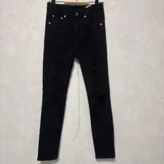 ダメージスキニーパンツ　〈ブラック〉　サイズ27