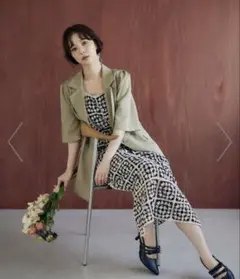 mystywoman クロシェロングノースリーブワンピース ミックス