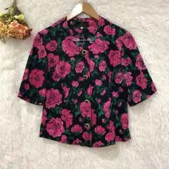 ★hi-fashion★ ハイファッション ブラウス【L】半袖 花柄 総柄 古着