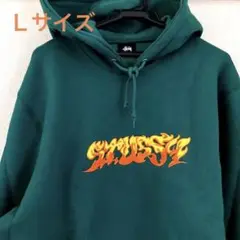 【新品】STUSSY ステューシー フーディ グリーン 刺繍ロゴ 裏起毛 L