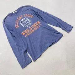 SHISKY Tシャツ 長袖 ブルー ロゴプリント クルーネック Mサイズ