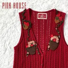 PINKHOUSE ピンクハウス 花柄 レース ベスト 赤 レッド