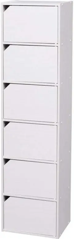 アイリス 収納 6段 扉付き オフホワイト モジュールボックス MDB-6D