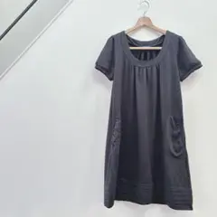 アミュレット/半袖/ワンピース/膝下/ポケット/ゆったり/大きいサイズ/無地