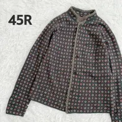 ★フロートニット★ 45R 総柄 ニットカーディガン グリーン サイズ3