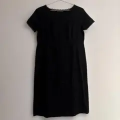 ⭐︎この週末値下げ⭐︎Do FAMILY 黒混麻　半袖ワンピースレーストリム