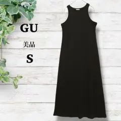 美品【GU】ノースリーブ　ロングワンピース　S 黒　♡タイト　伸縮性