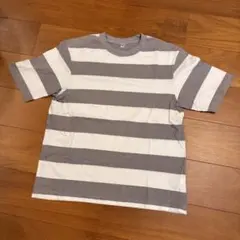 UNIQLO グレーとホワイト　ボーダー　Tシャツ M オーバーサイズ