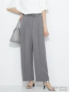 新品プラステ　ドローストリングイージーストレートパンツ　グレー　XL