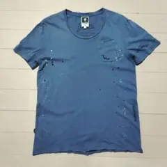 G-Star RAWジースターロゥ 青 Tシャツ アートプリント M