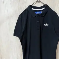 adidas アディダス 古着 ポロシャツ 刺繍ロゴ 黒 ブラック