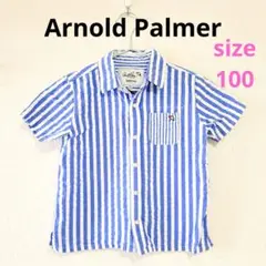 【Arnold Palmer】水色ストライプ半袖シャツ 綿100%　サイズ100