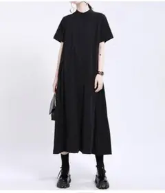 半袖シャツロングワンピース　ブラック　楽天　ritzy