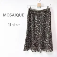 モザイク　MOSAIQUE 膝丈フレアスカート　総柄　スクエア柄　1点もの