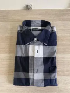 BLACK LABEL チェック柄シャツ ネイビークリーニング済み　夏秋