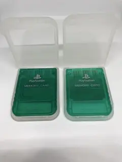 【PS1】メモリーカード　純正　緑　グリーン　2 セット
