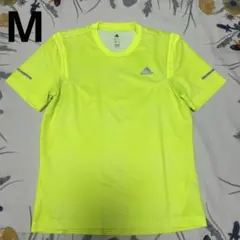 美品　adidas アディダス　メンズ　ランニング　シャツ　蛍光　イエロー　M