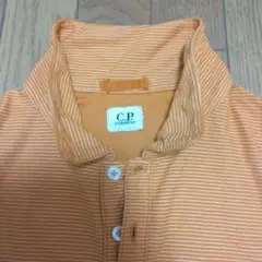 C.P. COMPANY オレンジ ストライプ ポロシャツ