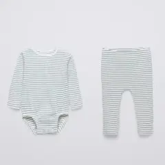ZARA baby リブ編ストライプレギンス&ボディスーツセット 3-6ヶ月
